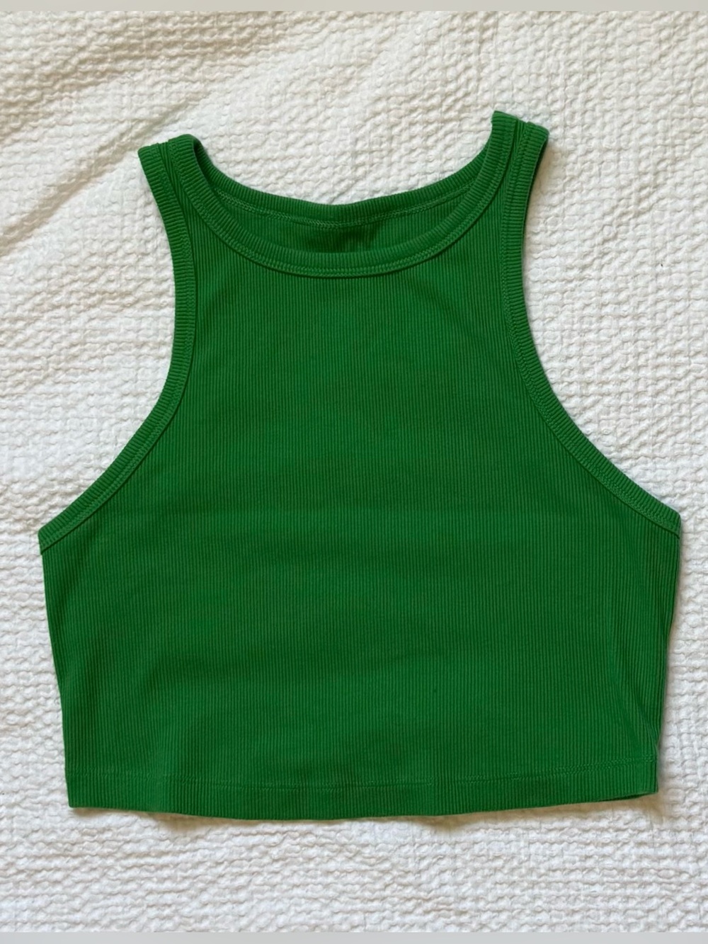 wild fable Emerald Green Ribbed High-Neck Crop Tank